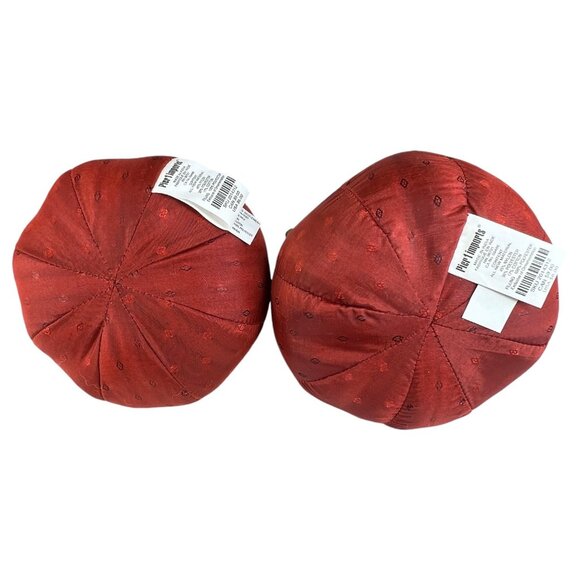 Pier 1 Import Fabric Pumpkin Set of 6 Autumn Harvest Decor Halloween Rust Yellow - Picture 6 of 12